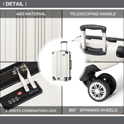 Set da 3 valigie beige con design panda per campeggio, valigia rigida in ABS con lucchetto a combinazione e rotelle girevoli, regalo per il rientro a scuola, Black Friday, Giorno del Ringraziamento, Natale e festività