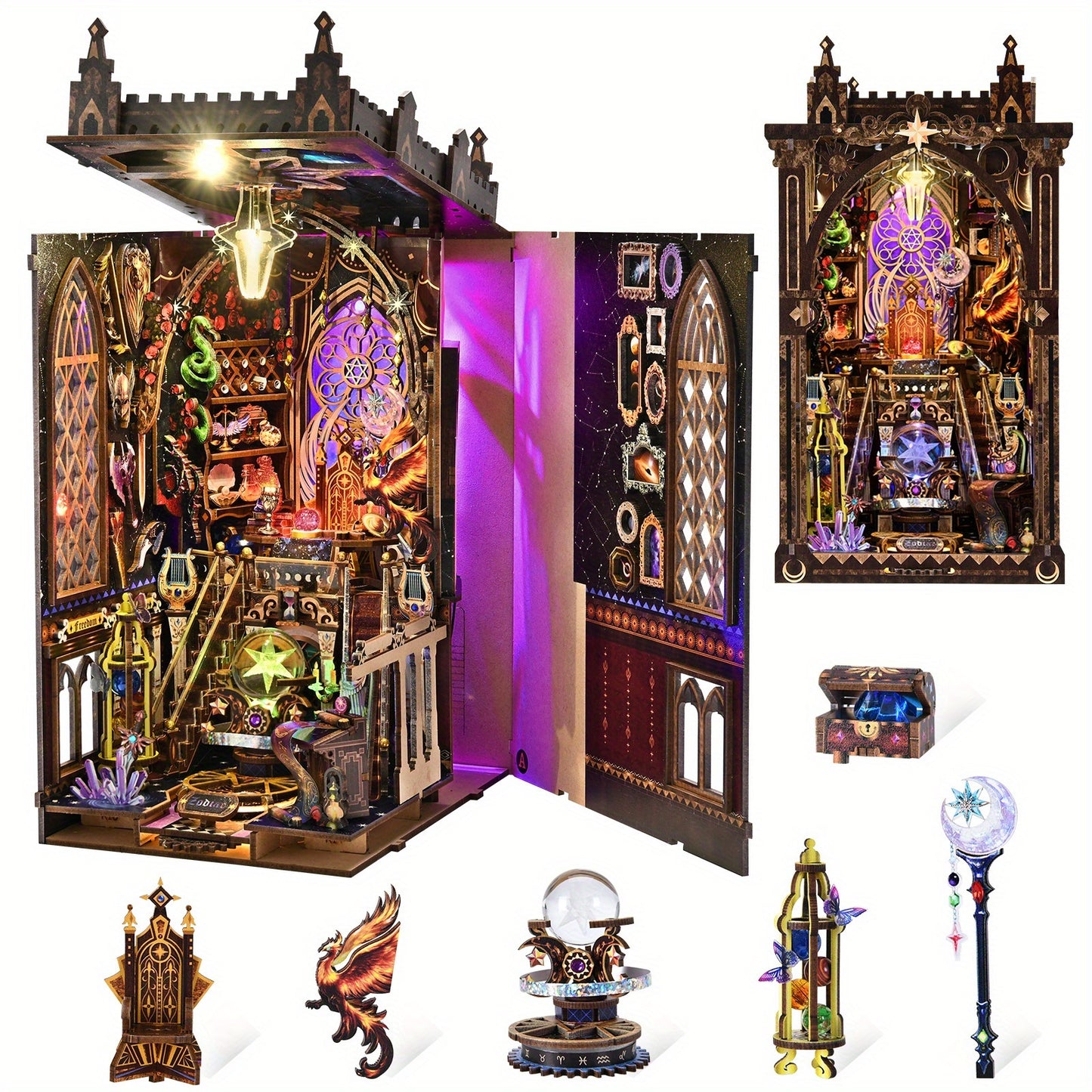 1 pezzo Puzzle 3D, Modello Zodiacale Fatto a Mano. Questo Kit di Assemblaggio Presenta Stili Decorativi con Modelli di Elementi Come i Dodici Segni Zodiacali, Troni, Serpenti e Fenici. È una Decorazione Accogliente per Micro-Uffici Domestici, un Adorno Pe