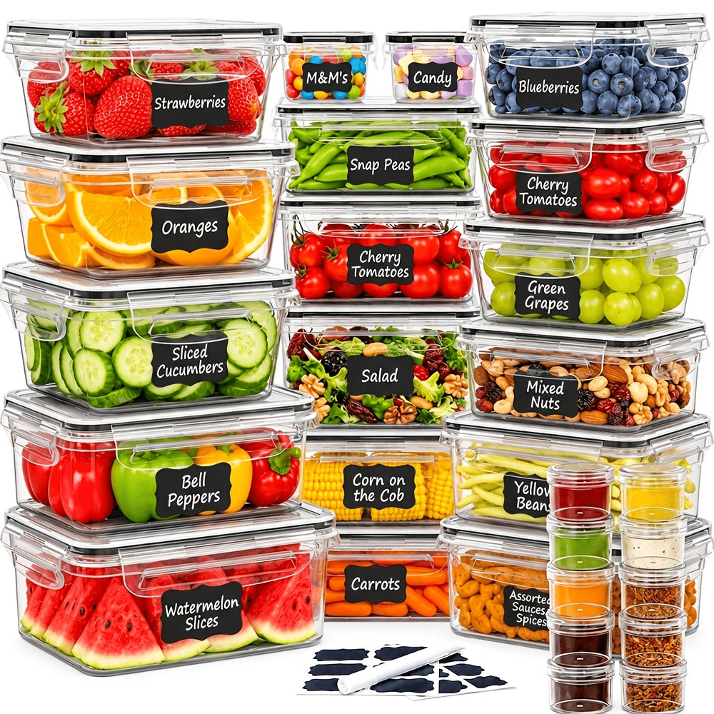 Set da 68/60/56/44/24 pezzi per conservazione alimentare sigillata - Contenitori di plastica ermetici e a prova di perdite con coperchi, organizzatori impilabili per frigo e contenitori per frigo, dispensa e avanzi, adatti a microonde/congelatore/lavastov