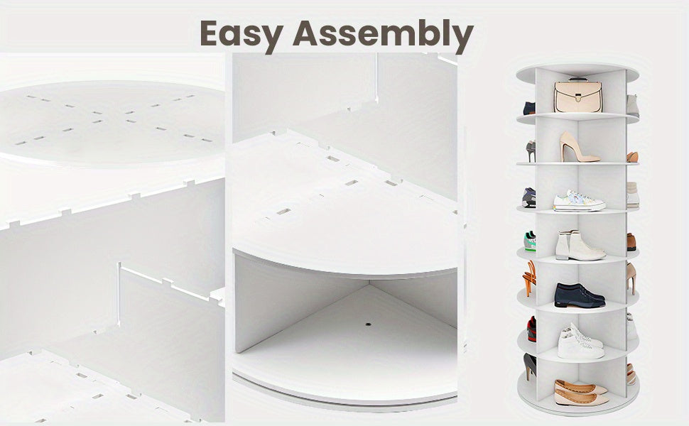 Torre portascarpe girevole a 5/6/7 ripiani per 20/24/28 paia di scarpe, espositore girevole a 360° bianco, organizzatore Lazy Susan, scaffale portascarpe a carosello rotondo, carosello verticale per cappelli e borse