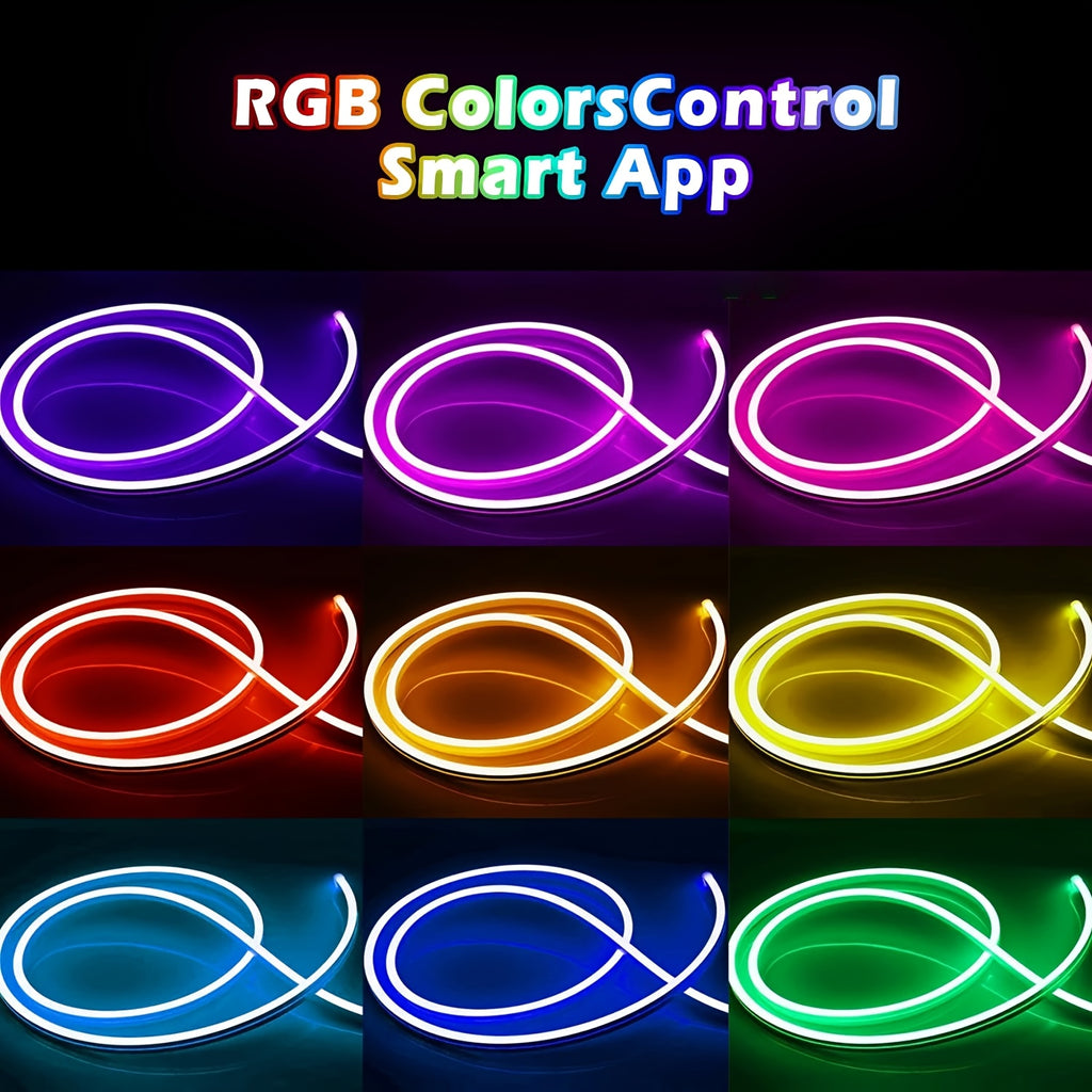 Luci LED Neon a Corda Flessibili 30/20/15/10/5m, Controllo via App/Telecomando, Modalità Multiple, Luci Neon RGB
