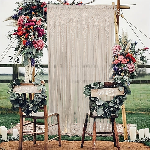 Tenda Macramè Grande Boho da Appendere al Muro, Tende per Finestre Fatte a Mano, Decorazioni Bohemien per Finestre, Porte, Armadi, Sfondo per Matrimoni, Arco, Divisorio per Stanze, Camera da Letto, Soggiorno, Appartamento