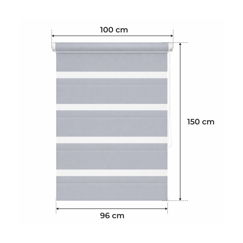 Tenda a Rullo Giorno & Notte - Grigio Chiaro - 32 Misure - BOJANEK Giorno & Notte - Installazione Finestra Non Invasiva, Nessuna Foratura Richiesta, Regolazione a Catena, Supporti Regolabili per Varie Spessori di Finestre, Design Moderno, Protezione dalla