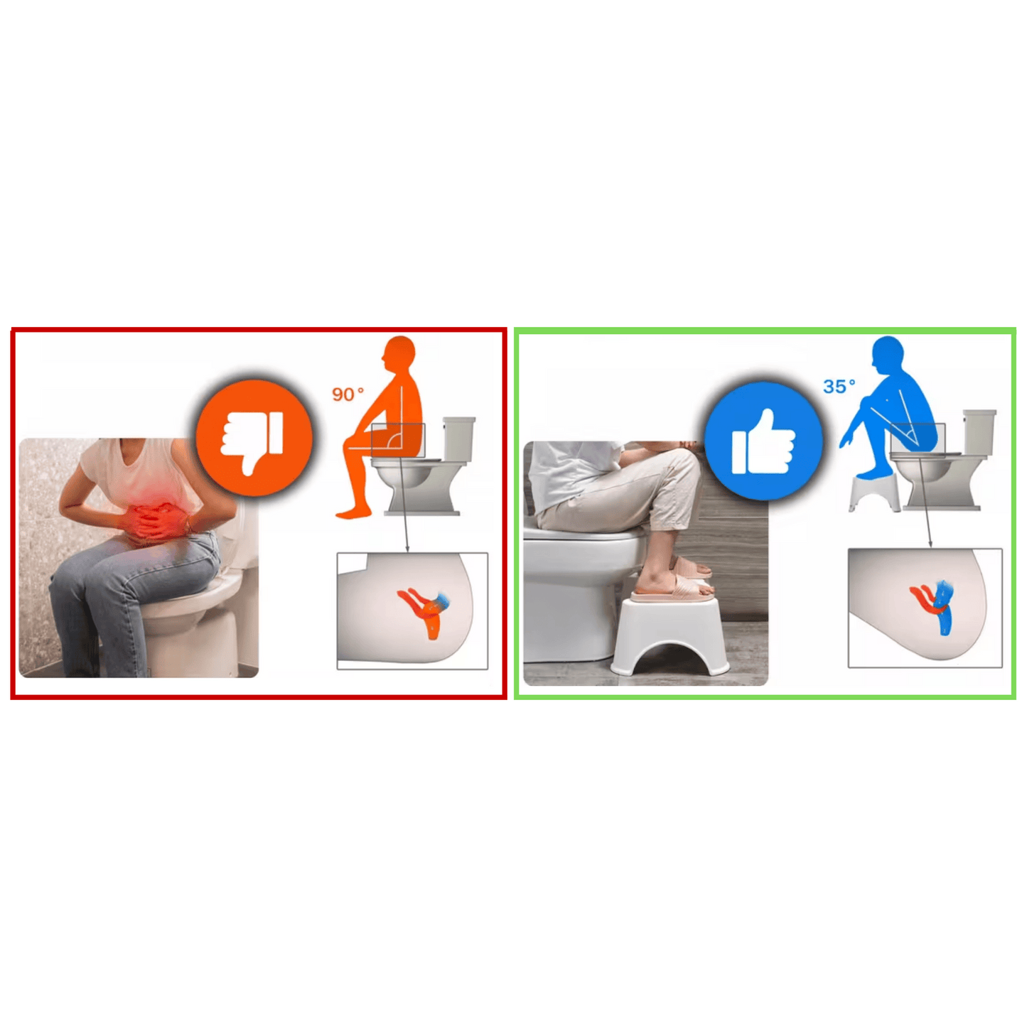 Poggiapiedi Ergonomico per WC 17 cm, Piedistallo da Bagno 42 cm, Sgabello per WC in Materiali Riciclati, Antiscivolo per Adulti e Bambini, 1 pz.