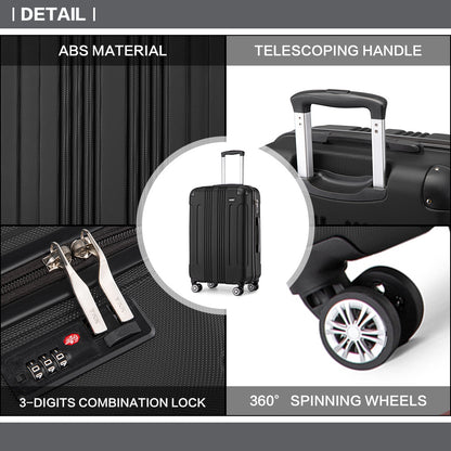Valigia da imbarco 55x35x20cm a guscio rigido in ABS con trolley da viaggio, bagaglio a mano da cabina, 33L, regalo per Black Friday, Giorno del Ringraziamento, Natale