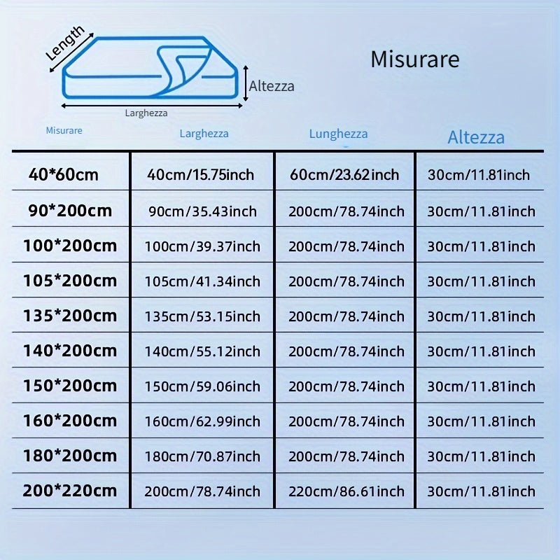 1pz Coprimaterasso Impermeabile, Lavabile in Lavatrice, Disponibile in Diverse Misure, Ultra Morbido e Confortevole Coprimaterasso Spesso, Adatto per Camera da Letto, Camera degli Ospiti, Protezione per Materasso d'Hotel (esclusi Cuscino e Federa)