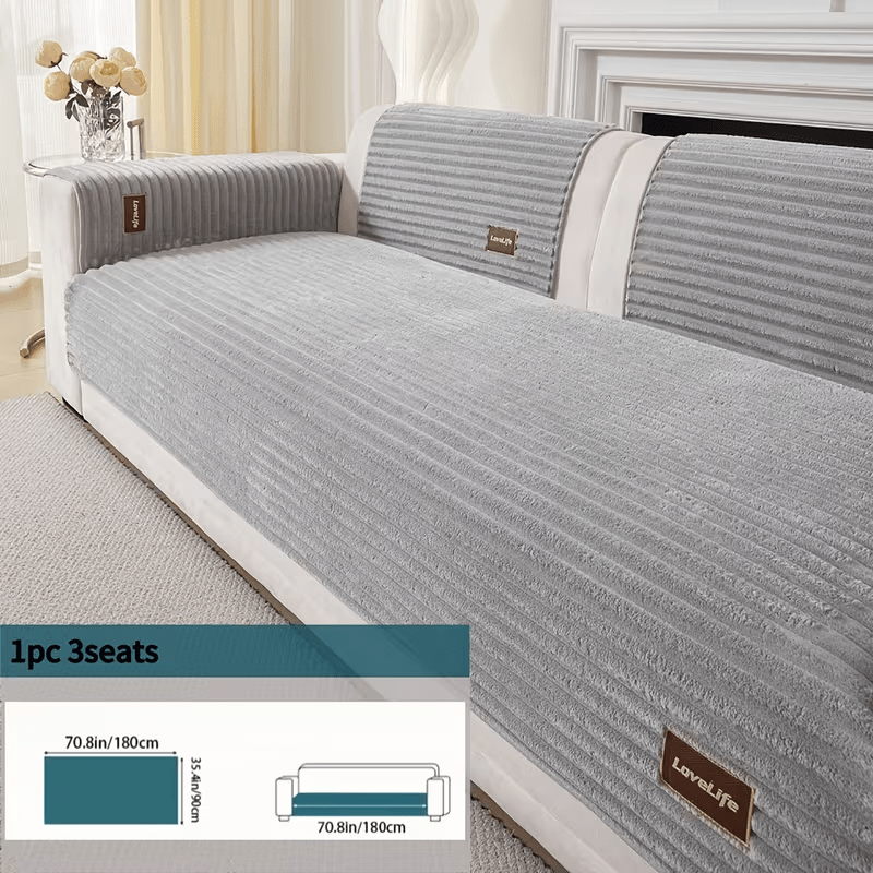 1 pz Copricuscino di lusso per divano | Protezione per cuscino divano in poliestere felpato con retro antiscivolo, texture morbida effetto flanella lavabile in lavatrice - Adatto agli animali domestici, adatto a tutti i tipi di divano, stile moderno