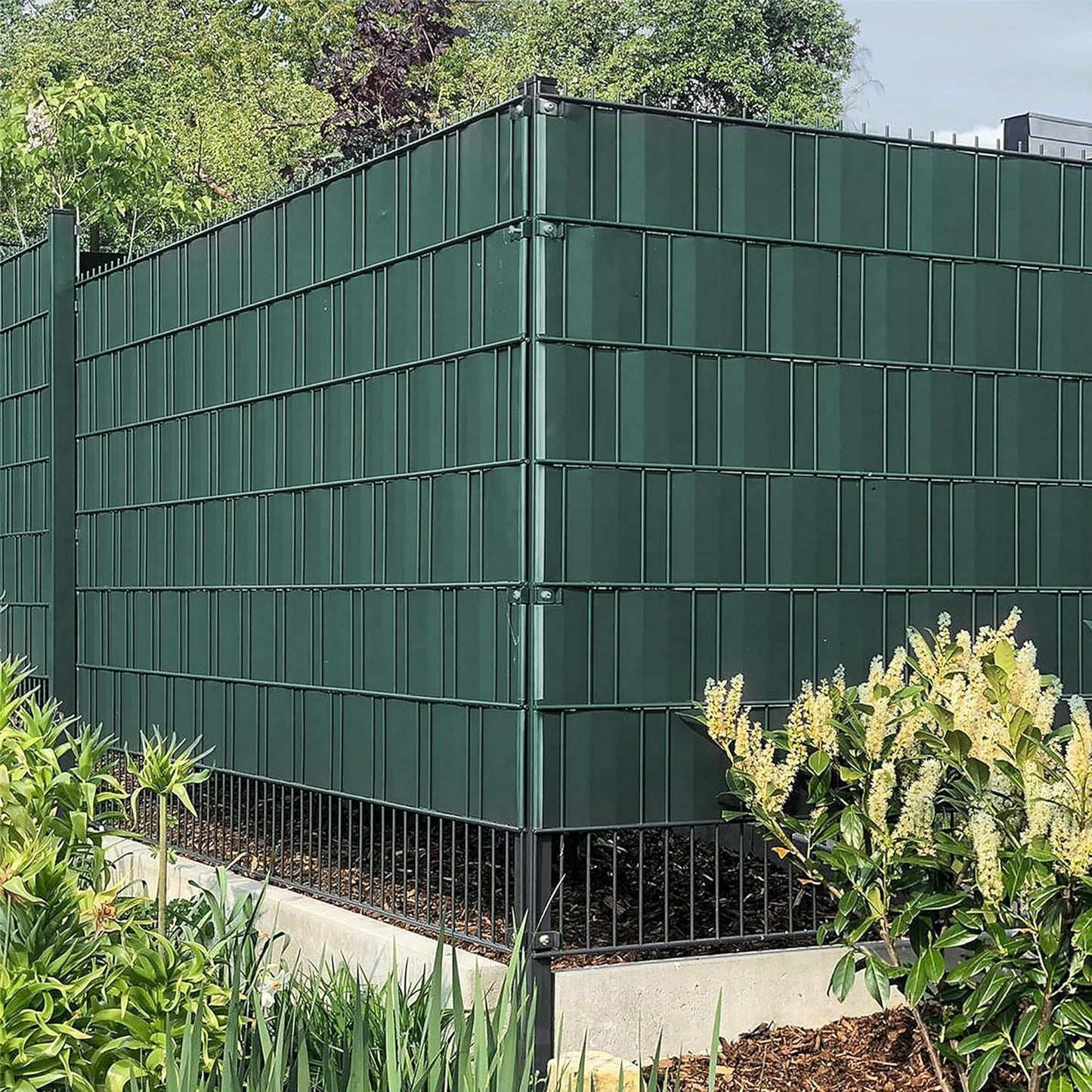 Strisce di schermo per la privacy, recinzione in PVC 19 cm, pellicola per recinzione con clip, opaca, pellicola per la privacy anti-UV, per recinzione a doppia asta, recinzione a matasse, recinzione da giardino, schermo per la privacy