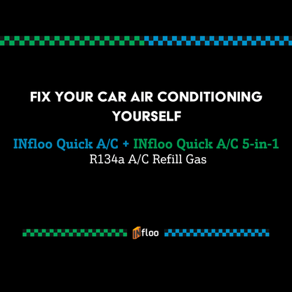 Kit Infloo Quick Climate R134A 5W1 Sigillante Gassoso UV Asciugatore Bottiglia Gassosa Tubo Flessibile con Manometro Refrigerante per Auto Fino al 2016 Anno Servizio Aria Condizionata Indipendente Raffreddamento Rapido Sigillatura e Controllo della Pressi