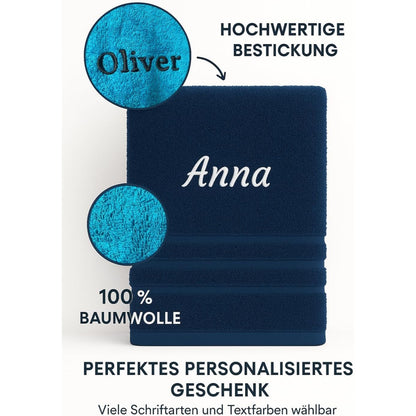 Asciugamano da Bagno Personalizzato con Nome - Ricamo Elegante, Asciugamano in Cotone Su Misura