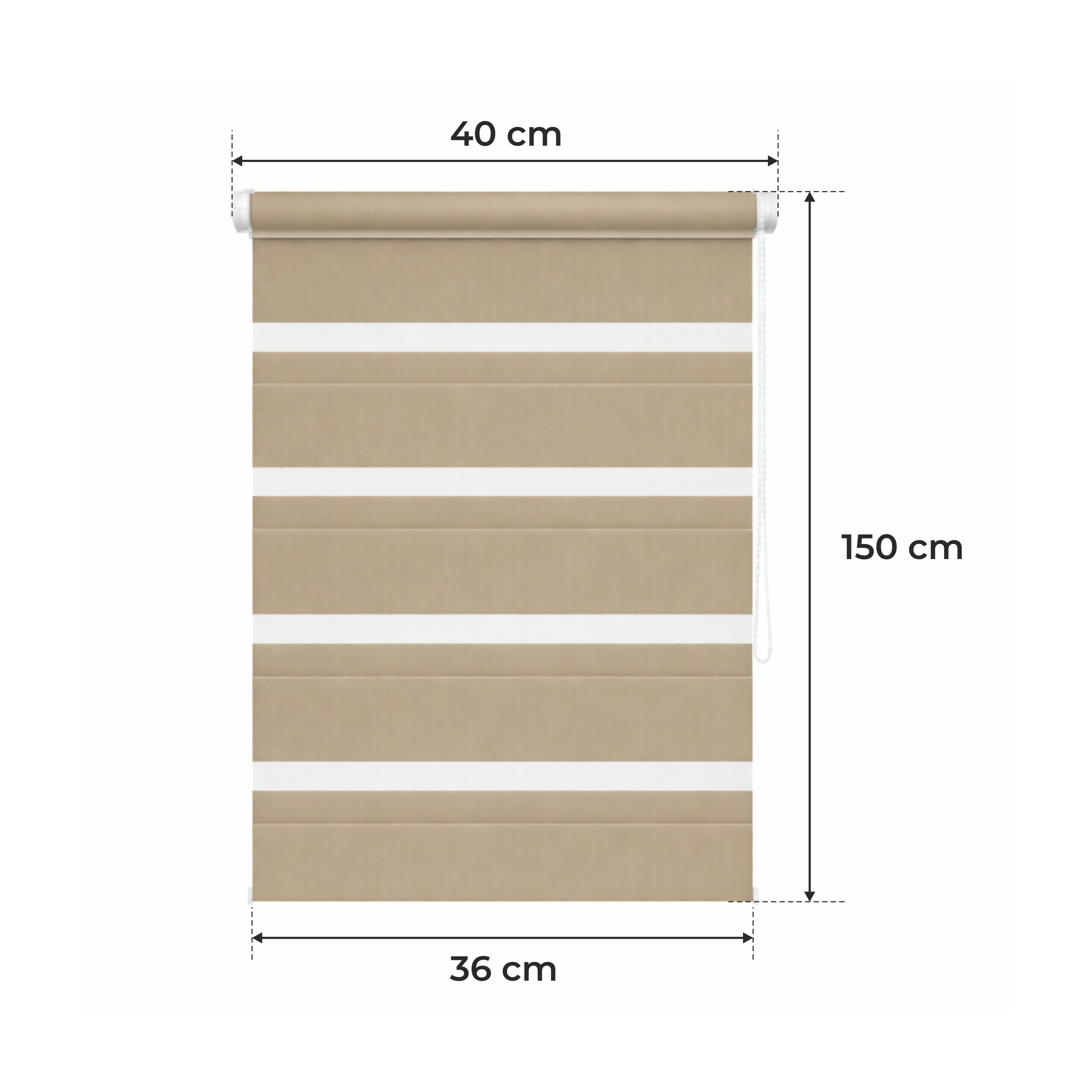 Tenda a rullo giorno e notte - MARRONE CHIARO - 32 misure - BOJANEK DAY & NIGHT - Installazione finestra non invasiva, nessuna foratura richiesta, regolazione a catena, supporti regolabili per vari spessori di finestra, design moderno, protezione dalla lu