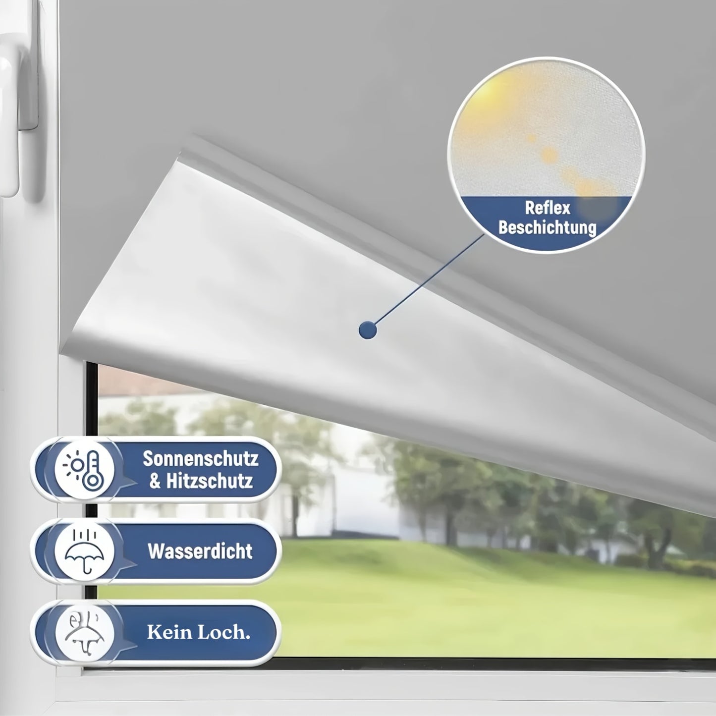 1 tenda parasole a clip senza fori | Privacy e blocco solare, catenella di sicurezza, sonno confortevole per camera da letto e casa | Larghezza = Larghezza del tessuto più 4 cm