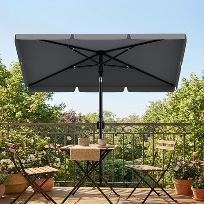 Ombrellone da esterno rettangolare 200X125Cm UPF 50+ Protezione UV - Altezza regolabile, inclinazione a 45 gradi con borsa per il trasporto e staffa per ringhiera balcone - Struttura antiruggine resistente alle intemperie per giardino terrazza balcone spi