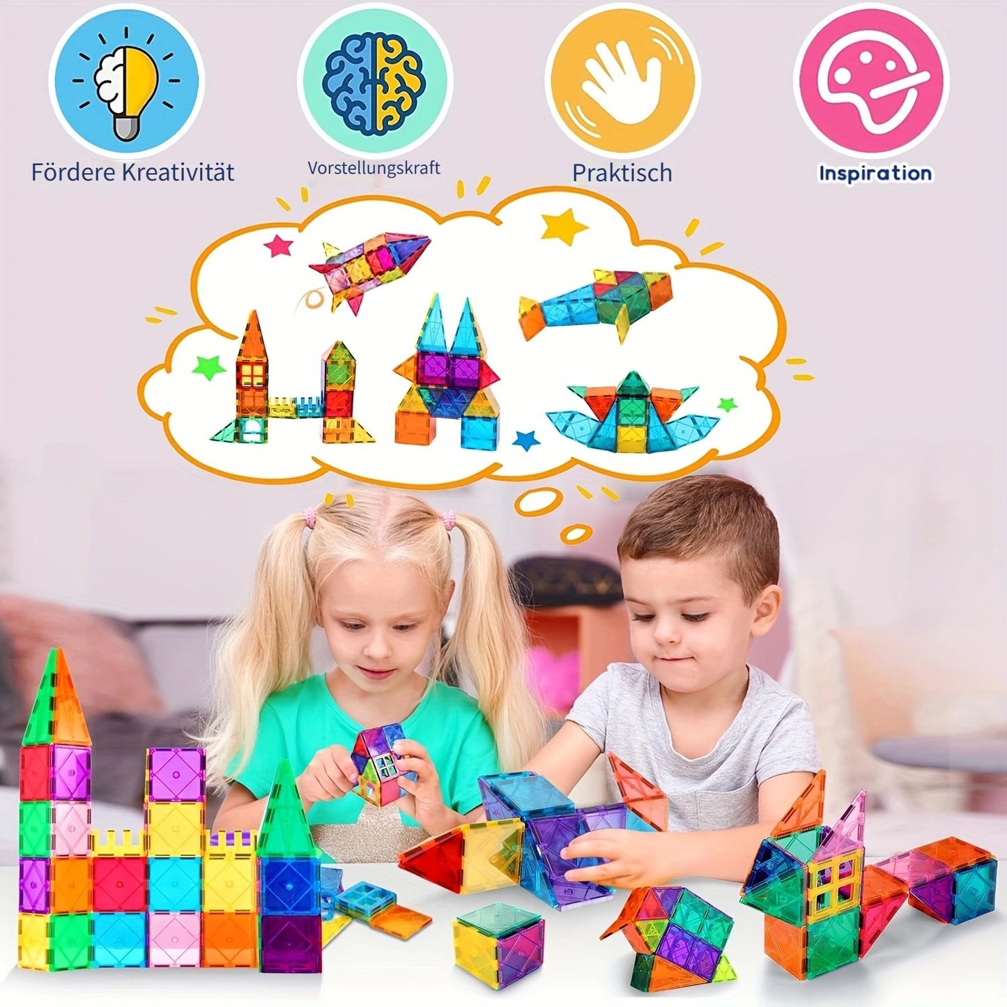 Giocattoli a blocchi magnetici a piastrella, adatti a bambini e bambine dai 3 anni in su, giocattoli e giochi educativi sensoriali STEM per l'apprendimento prescolare, regali di compleanno creativi per bambini.