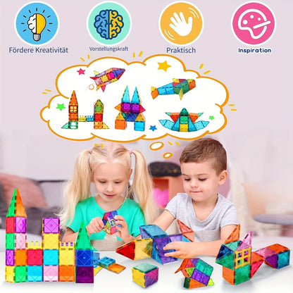 Giocattoli a blocchi magnetici a piastrella, adatti a bambini e bambine dai 3 anni in su, giocattoli e giochi educativi sensoriali STEM per l'apprendimento prescolare, regali di compleanno creativi per bambini.