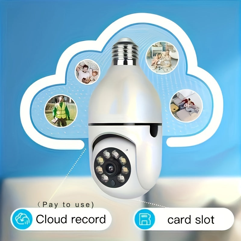 1pc Ease Life App - Telecamera di sicurezza a forma di lampadina, interna ed esterna, wireless, Wifi, 2.4Ghz, 360 gradi, telecamere di sicurezza a vite con attacco E27 per la sicurezza domestica, telecamere a forma di lampadina sicure, HD 1080P, visione n