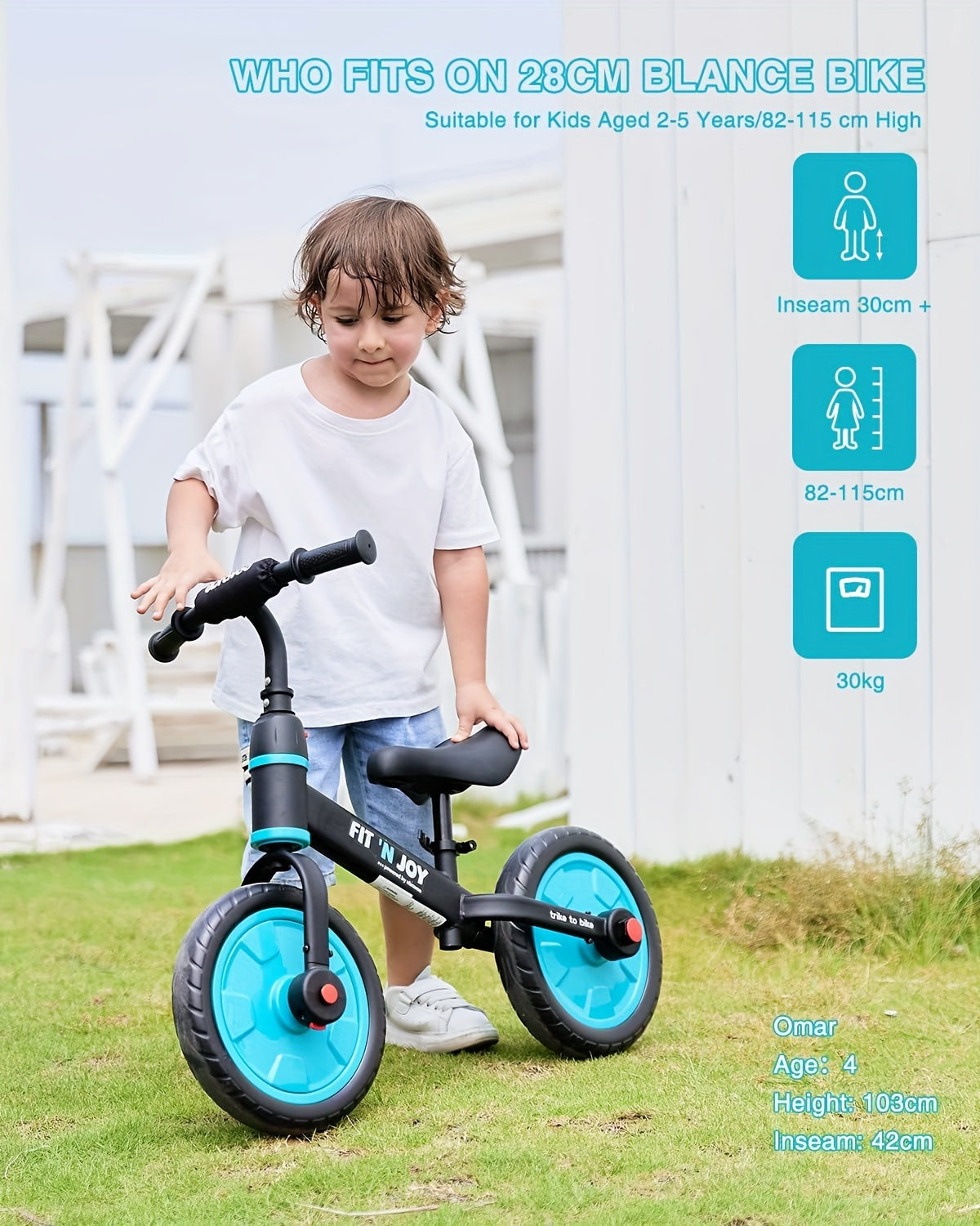 UBRAVOO Fit 'n Joy Bici per Bambini, Bici Bilanciata 4-in-1 con Pedali e Stabilizzatori, Triciclo-a-Bici per Ragazzi e Ragazze dai 2 ai 5 Anni