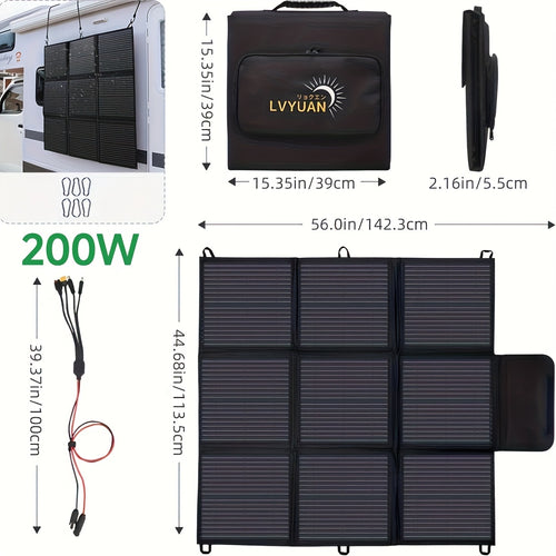 LVYUAN Pannello Solare Portatile da 120W/200W/300W/400W, Coperta Solare Piegevole, Pannello Solare Monocristallino ad Alta Potenza, Efficienza delle Celle Solari Fino al 22.5%, Adatto per Stazione di Alimentazione Avventura all'Aperto Barca Campeggio Gene