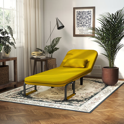 Divano letto poltrona pieghevole convertibile 5 in 1, poltrona letto lounge regolabile salvaspazio con tessuto di lino, poltrona moderna per dormitorio, monolocale e angolo accogliente, nero/marrone chiaro/verde oliva/giallo limone