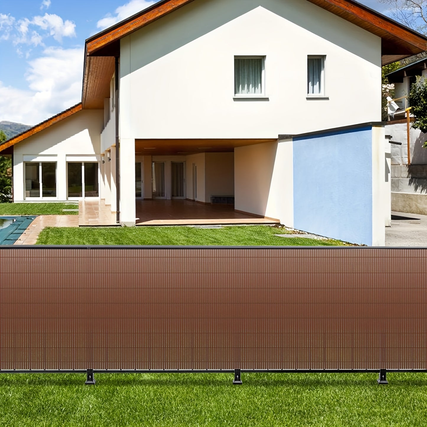 Recinzione Schermo Privacy in PVC Durevole - Protezione da Vento e Sole, Rinforzata con Legacci, Disponibile in Grigio/Verde/Marrone/Bambù - Misure Multiple per Giardino e Balcone