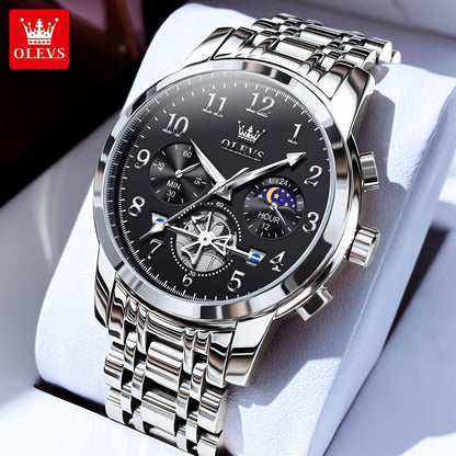 OLEVS Orologi da Uomo Classici Business Dress Analogico Quarzo Quadrante Digitale Orologio da Uomo Moda Lusso Bracciale in Acciaio Inossidabile Luminoso con Calendario Orologio da Polso da Uomo Regali Romantici Relojes De Hombre Quadrante Blu/Nero/Bianco/