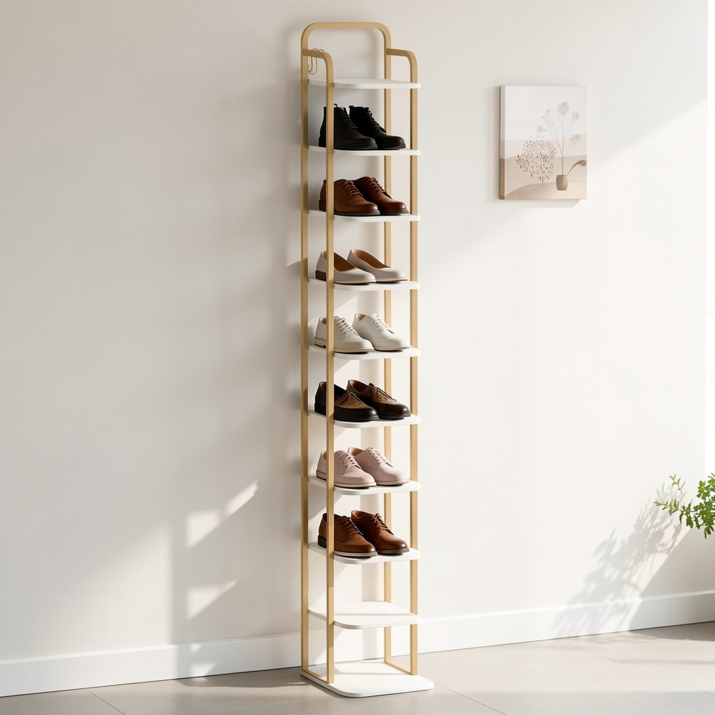 Rack per scarpe verticale, ripiani per scarpe, torre per scarpe per spazi piccoli, autoportante, regolabile, risparmia spazio, 10 livelli