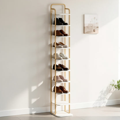 Rack per scarpe verticale, ripiani per scarpe, torre per scarpe per spazi piccoli, autoportante, regolabile, risparmia spazio, 10 livelli