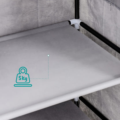 Baroni Home Armadio in Tessuto Richiudibile 88x45x160 cm Grigio 2 Ripiani Laterali e 1 Barra Appendiabiti, Guardaroba in Tessuto non Tessuto Pieghevole Salvaspazio con Struttura in Ferro per Camera da Letto, Cabina Armadio, Campeggio, Cameretta, Lavanderi