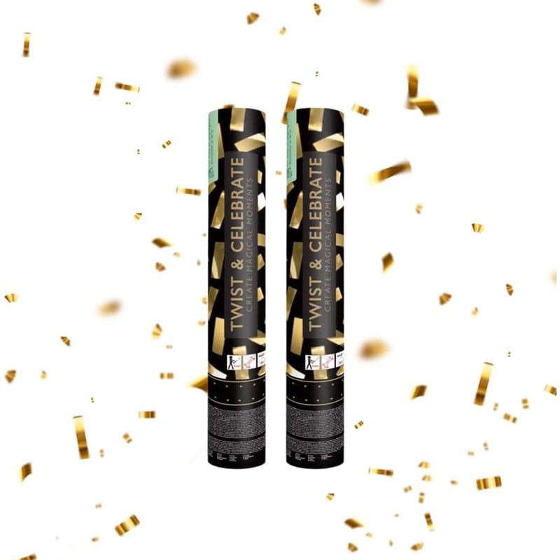 SPARKLERS CLUB Cannone per Coriandoli 28Cm Portata 5-8 Metri - Ideale per Halloween, Natale, Matrimoni, Compleanni, Feste - High-End, Sicuro, Durevole - Effetto Speciale Garantito (Gold Star, 10, Cannoni)