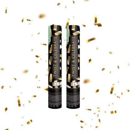 SPARKLERS CLUB Cannone per Coriandoli 28Cm Portata 5-8 Metri - Ideale per Halloween, Natale, Matrimoni, Compleanni, Feste - High-End, Sicuro, Durevole - Effetto Speciale Garantito (Gold Star, 10, Cannoni)