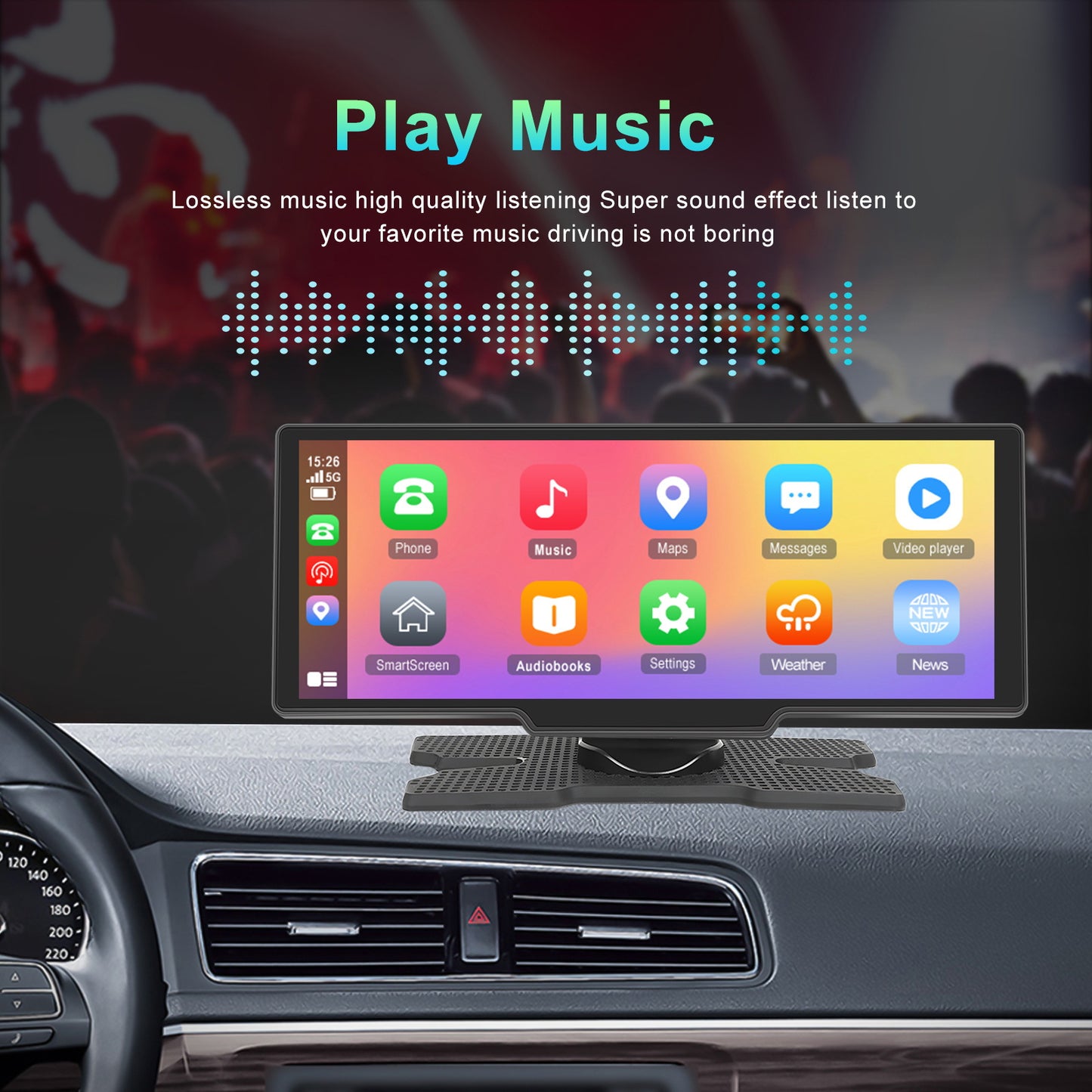 Display Interattivi con Touch Screen Versione Aggiornata 10.26 Pollici Stereo Auto Portatile Wireless Carplay per Auto con Carplay e per Android Auto con Mirror Link/ Telecamera di Retromarcia/ Wireless/ Navigazione/ AUX per Tutti i Veicoli