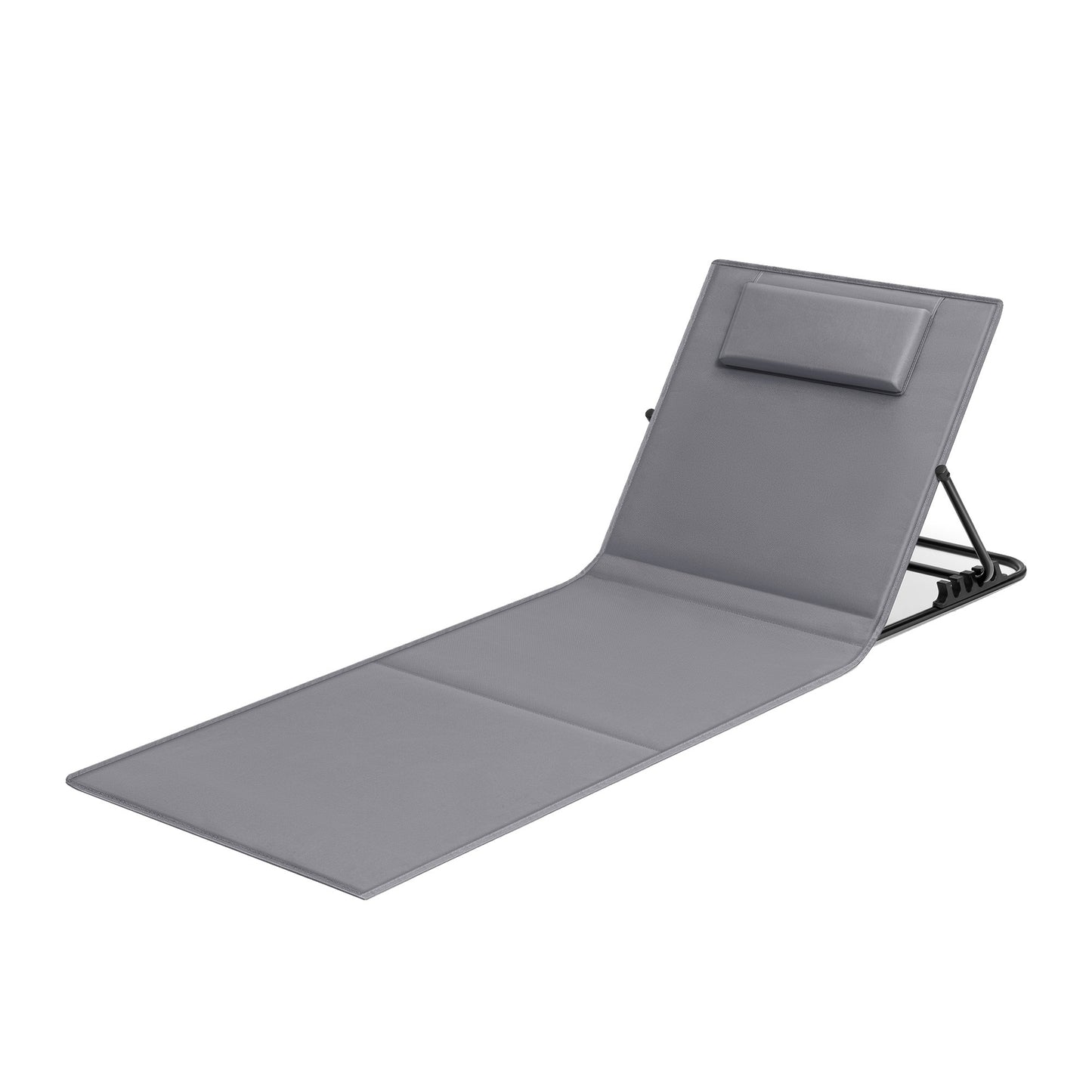 Lettino da Spiaggia, Sedia a Sdraio, Lettino Prendisole, Cuscino, Schienale Inclinabile, Portatile con Manico, per Campeggio Giardino Piscina, 158 x 55 cm, Grigio Ardesia/Azzurro Cielo/Blu Turchino/Grigio