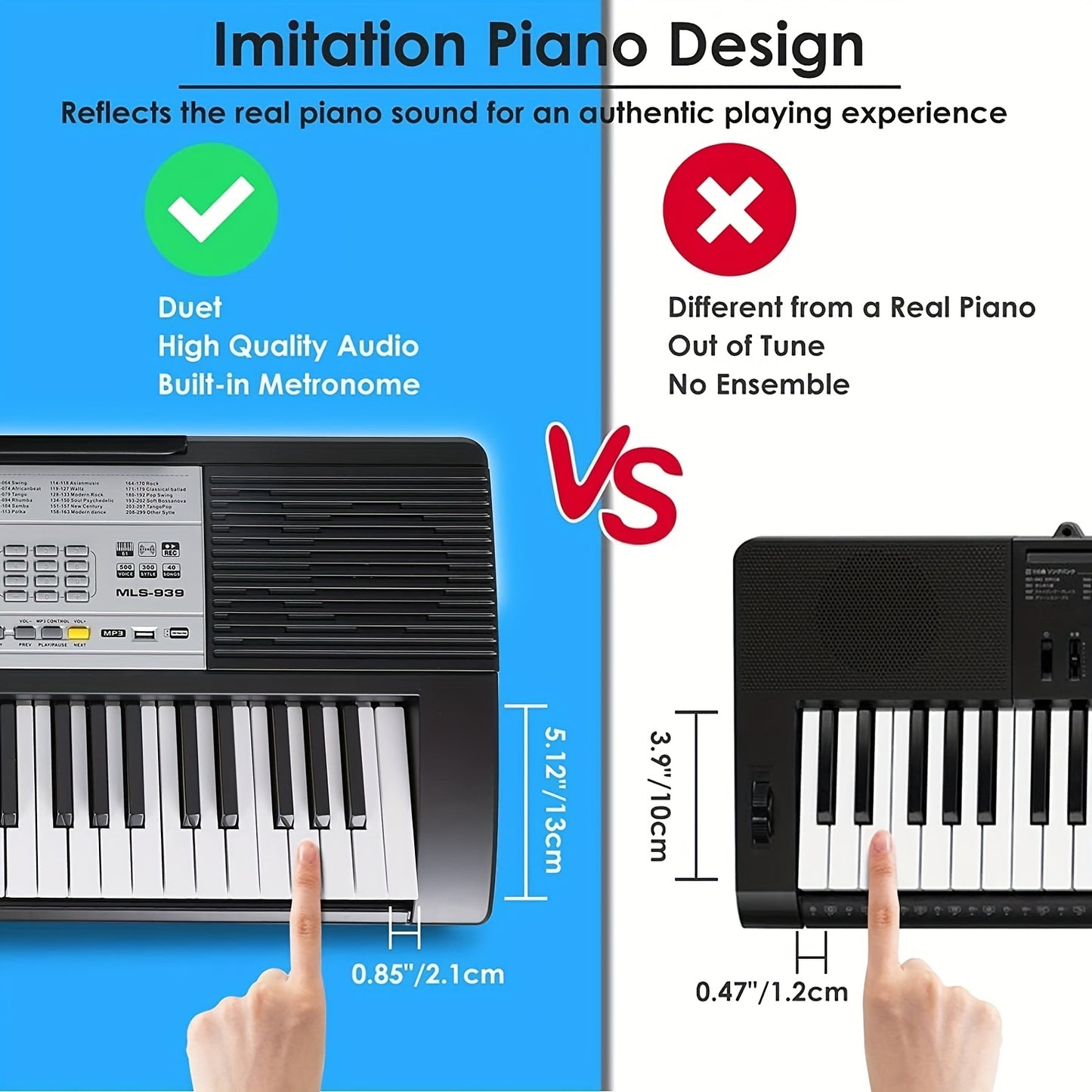 Pianoforte Digitale Elettronico 61 Tasti, Kit Piano a Claviletto con Scheda Musicale e Panchetta, 61 Note per Principianti, Supporto MP3/USB MIDI