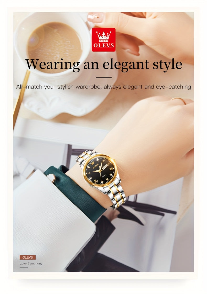 OLEVS Orologi da Donna Eleganti e di Lusso per Polso Piccolo, Quadrante Piccolo, Cinturino in Acciaio Inossidabile, Movimento al Quarzo Analogico, Data e Luminosità, Nero/Bianco/Oro/Blu