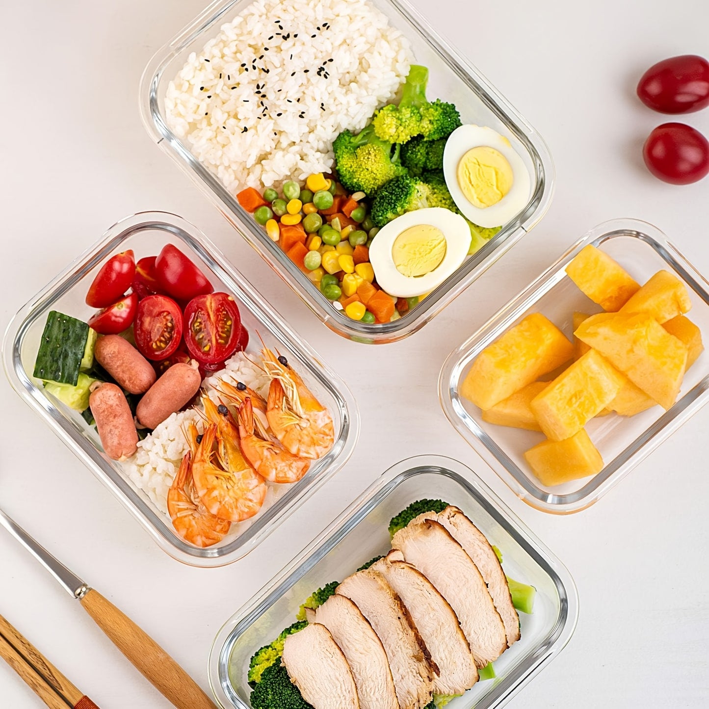 10 Pezzi Contenitori per Alimenti in Vetro con Coperchio, Contenitori per Preparazione Pasti con Chiusura a Scatto, Scatola Pranzo Ermetica, Borosilicato Ad Alta Resistenza, Ideali per Uso Domestico e Ristorante