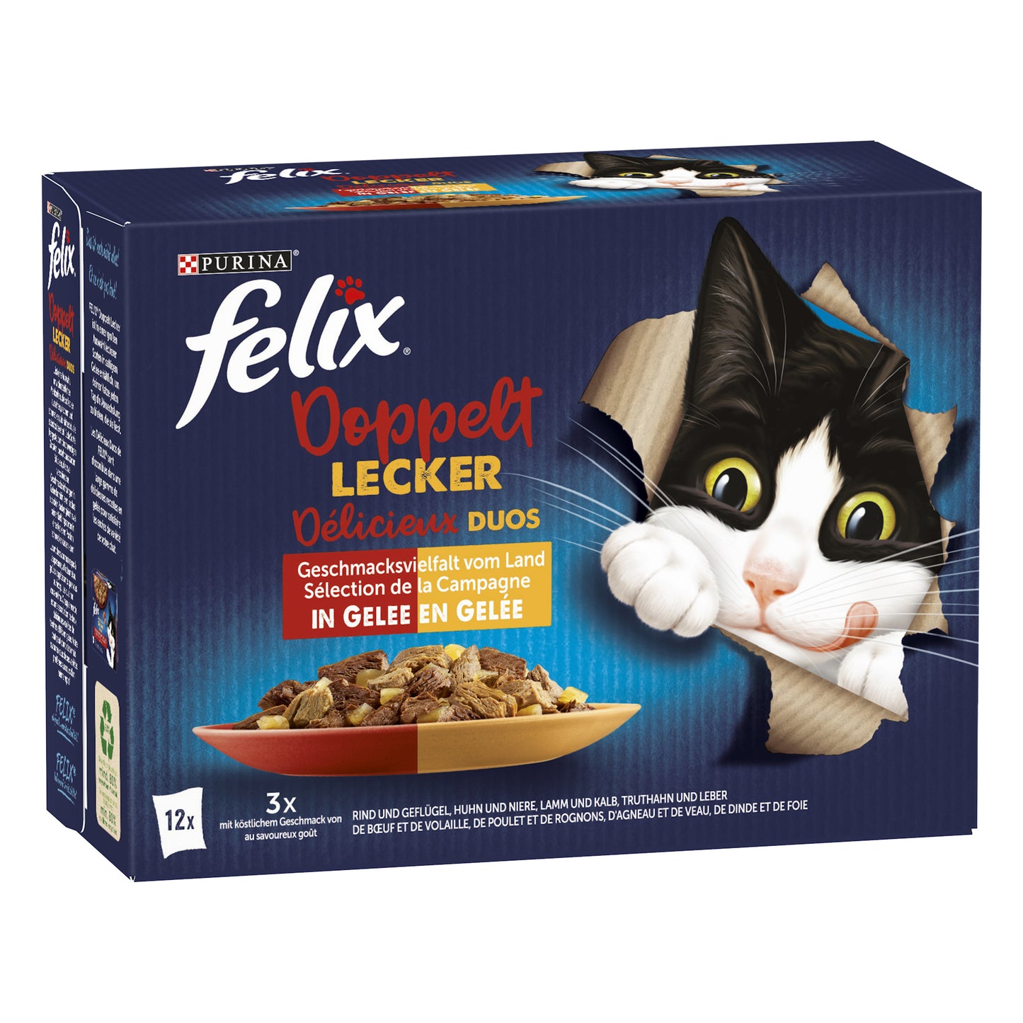 FELIX As Good as It Looks Double Delicious Miscela di Carni, Cibo Umido per Gatti in Gelatina