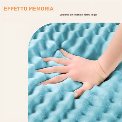 KERDOM Coprimaterasso in Memory Foam con Spessore 7,5 cm e Fasce Antiscivolo, Due Livelli di Durezza Gel Topper Materassi Rimovibile Lavabile a Macchina, Schiuma Traspirante al Carbone Bambù per Camper Misura Completa 90/120/160/180 x 200cm