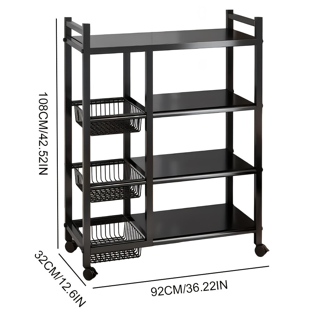 Scaffale da cucina portaoggetti in acciaio per carichi pesanti, scaffale per microonde ed elettrodomestici, scaffale portaoggetti, 92*32*108cm, mensola verticale, scaffale portaelettrodomestici, mensola aperta multistrato, salvaspazio, scaffale da cucina,