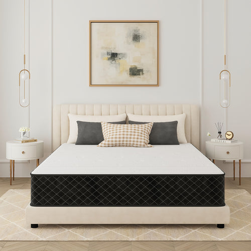 Materasso 140 X 200, Materasso a Sfere con Rete Interne, Altezza 20 Cm, Materasso Ortopedico a 7 Zone con Schiuma Confortevole, Tessuto con Superficie Morbida, Materasso per Adulti, Durezza Media (H3)