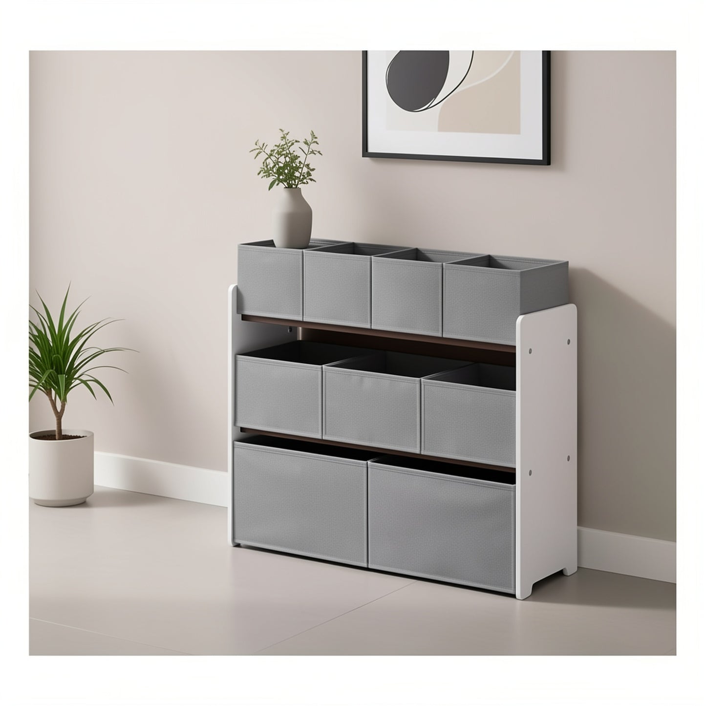 Armadio portaoggetti a 1 pezzo con cassetti, ripiano pratico, forniture per riporre, può essere usato come libreria, scaffale di stoccaggio, scaffale a tre livelli con più cassetti, scatola di stoccaggio in tessuto non tessuto, camera da letto, sala gioch