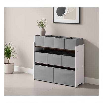 Armadio portaoggetti a 1 pezzo con cassetti, ripiano pratico, forniture per riporre, può essere usato come libreria, scaffale di stoccaggio, scaffale a tre livelli con più cassetti, scatola di stoccaggio in tessuto non tessuto, camera da letto, sala gioch