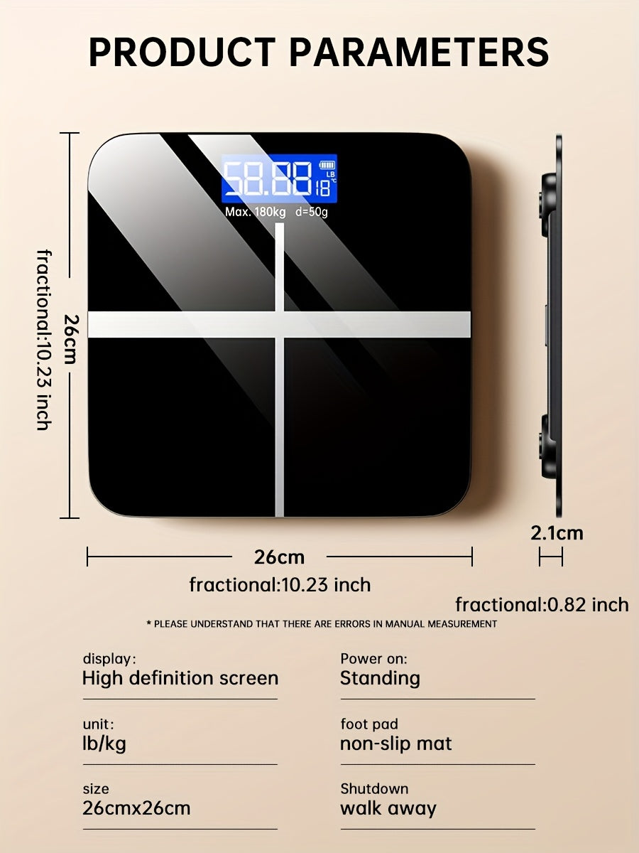 Bilancia Elettronica, 179,62 kg Bilancia Digitale da Bagno, Bilancia di Alta Precisione con Display LCD ad Alta Definizione e Visualizzazione della Temperatura (selezionabile tra KG e Libbre), Piattaforma Ultra Larga, Pesatura Elettronica ad Alta Precisio