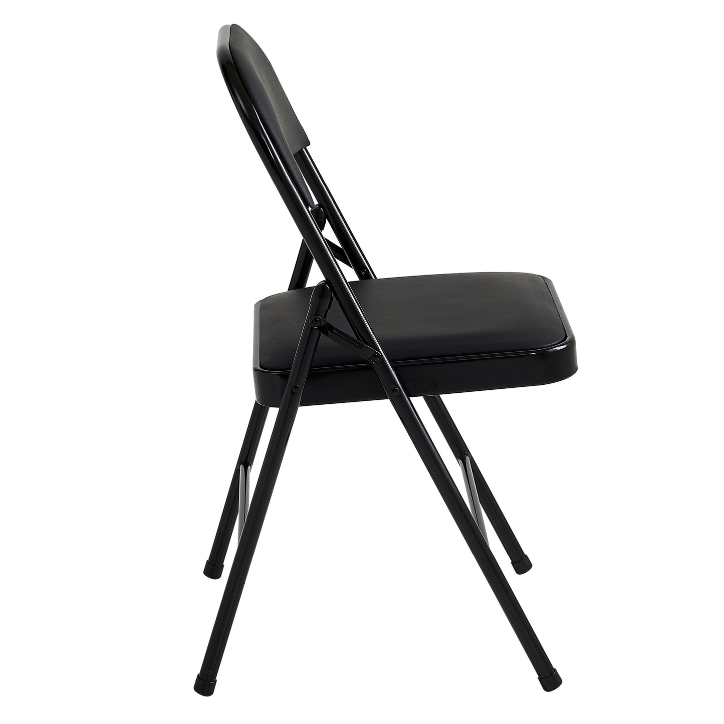 Set di 2 sedie pieghevoli MCC Direct, realizzate in pelle sintetica, con struttura in metallo e sedile imbottito, facili da piegare e conservare per casa, ufficio, sala da pranzo e ricevimento.
