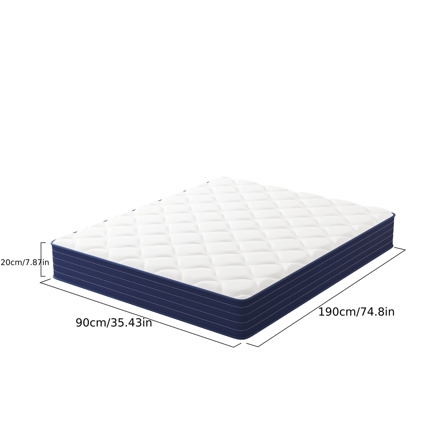 Materasso ibrido - Materasso a scomparsa 20/25 cm, molle con strato di schiuma comfort, supporto di media rigidità, tecnologia di assorbimento degli urti, superficie di sonno traspirante, pronto all'uso direttamente dalla confezione