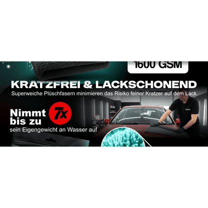 Asciugamano per auto 50X80 cm 1600 GSM - Microfibra premium grande, senza macchie e graffi, asciugatura rapida, double-face