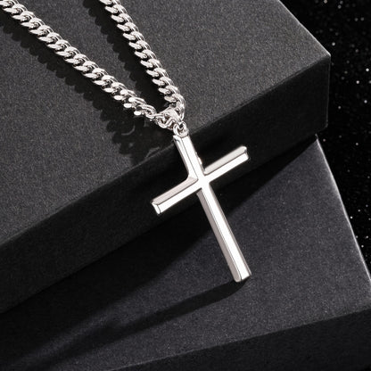 Collana con ciondolo a croce in argento 925 con catena classica, accessori di gioielleria in stile hip-hop per feste, regalo per San, festa del papà, confezione regalo inclusa