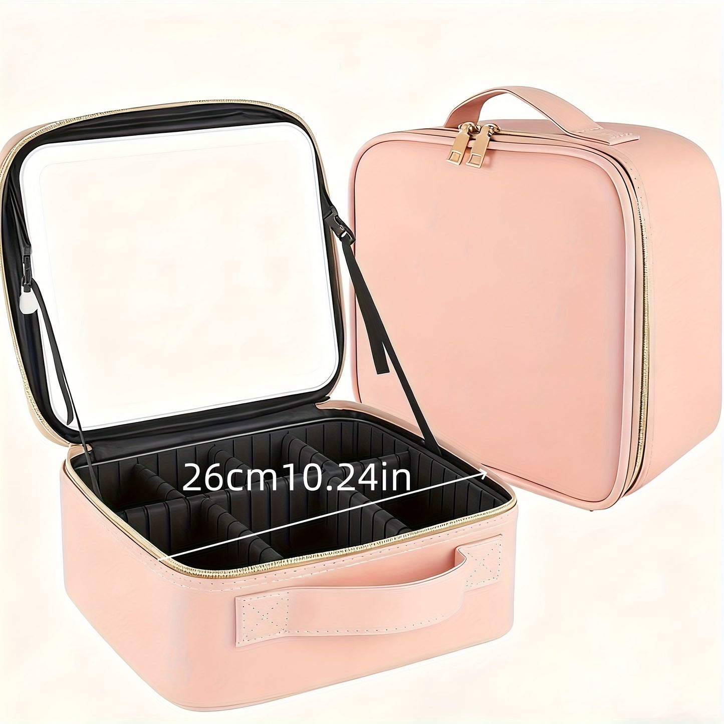 Questo trousse extra-large è disponibile in rosa e nero, con specchio e spazio generoso per il trucco. Il suo design elegante lo rende ideale sia per truccatori professionisti che per l'uso personale.