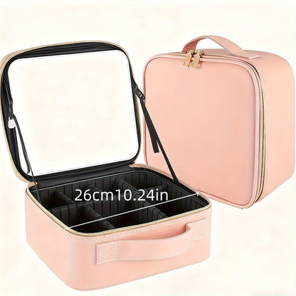 Questo trousse extra-large è disponibile in rosa e nero, con specchio e spazio generoso per il trucco. Il suo design elegante lo rende ideale sia per truccatori professionisti che per l'uso personale.
