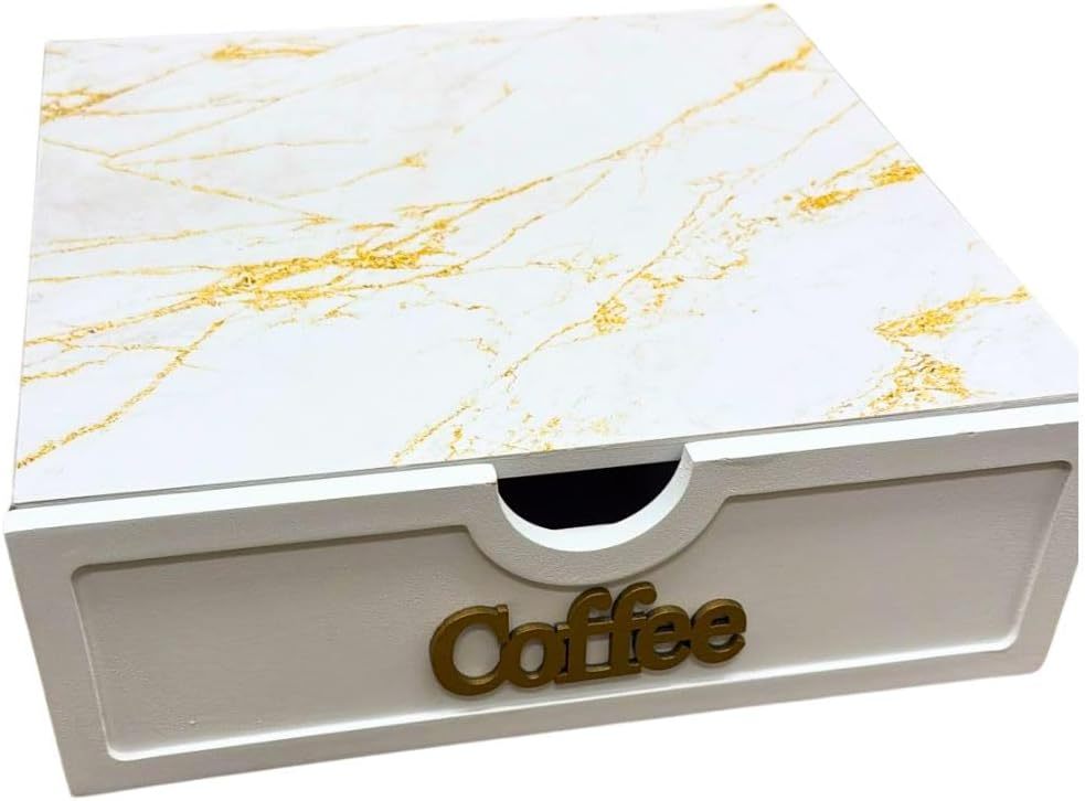 Cecaro Group Porta Cialde in Bambù con Cassetto (3 Scomparti) – Organizer Elegante per Cialde, Capsule e Tisane