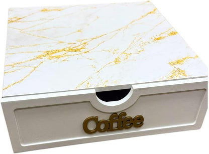 Cecaro Group Porta Cialde in Bambù con Cassetto (3 Scomparti) – Organizer Elegante per Cialde, Capsule e Tisane